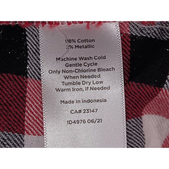 Talbots Button Up Shirt Women’s Size  Mp Red Black White Buffalo Check w/Silver - Picture 7 of 10